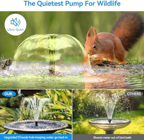 POPOSOAP Solar Fountain Pump with 3000mAh Battery for Bird Bath and Water Gardens