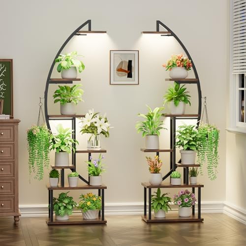 BACEKOLL Plant Stand with Grow Lights 2 Pack 7 Tiered