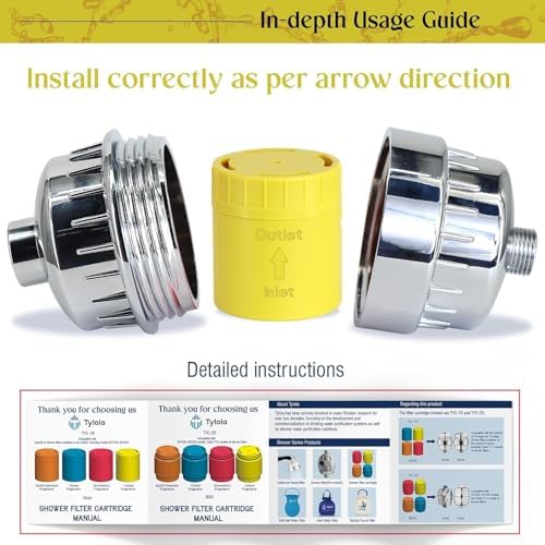High Output Universal Shower Filter Cartridge with Vitamin C Lemon Scent 1 Pack for Chlorine and Heavy Metal Removal