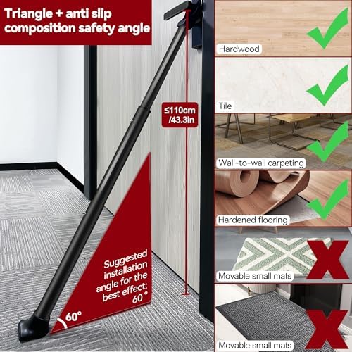 AceMining Door Security Bar Sliding Patio Stopper Heavy Duty Adjustable Jammer for Home and Travel