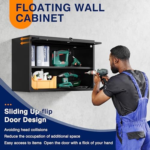 Yizosh Heavy Duty Wall Cabinet with Doors and Shelves 216 H
