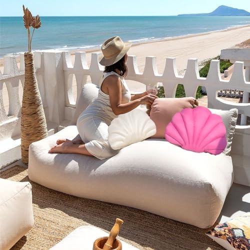 YRXRUS Turquoise Seashell Throw Pillow 13x10 Inch Waterproof Outdoor Decor