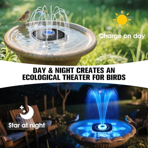 Solar Fountain with Colorful Lights and 4000mAh Battery