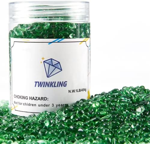 TWINKLING Light Green Fire Glass Stones 3-6mm Jar