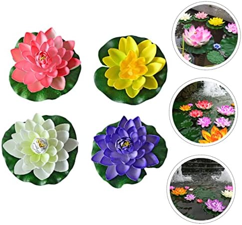 Yardwe Artificial Floating Lotus Flowers for Pond Decor
