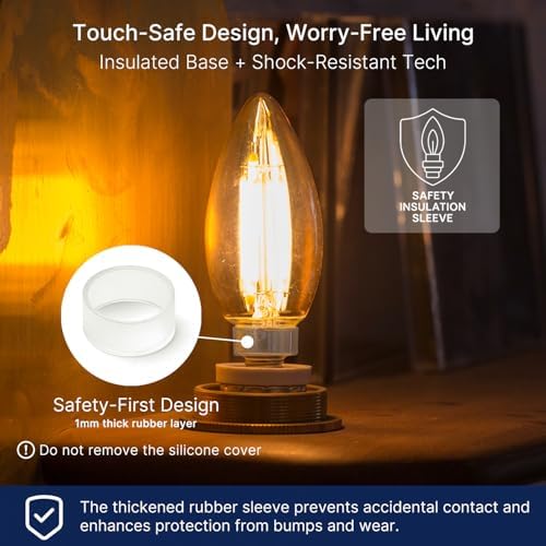 FLSNT 60W Equivalent LED Filament Bulbs 6 Pack Dimmable E12 Base