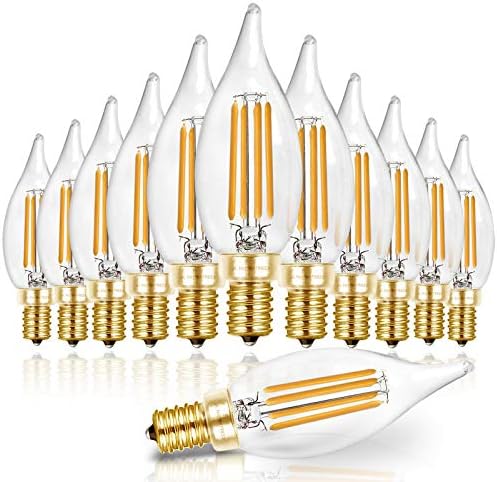 Hizashi 90 CRI LED Candelabra Bulb 40W Equivalent E12 12 Pack Dimmable Soft Warm White 2700K