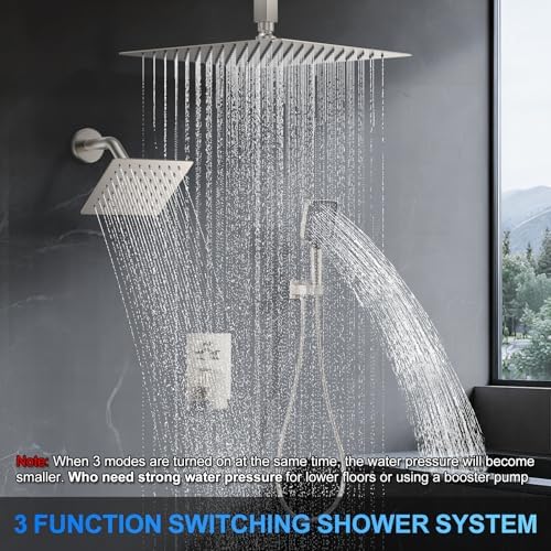 Woindo Shower Faucet Set with 2 Rain Heads and Handheld Diverter