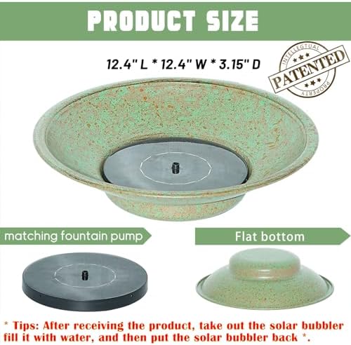 Solar Powered Bird Bath Fountain Durable Metal Outdoor Decor