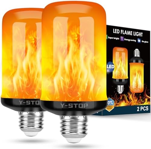 Y STOP Upgraded LED Flame Light Bulbs 4 Modes E26 Base 2 Pack