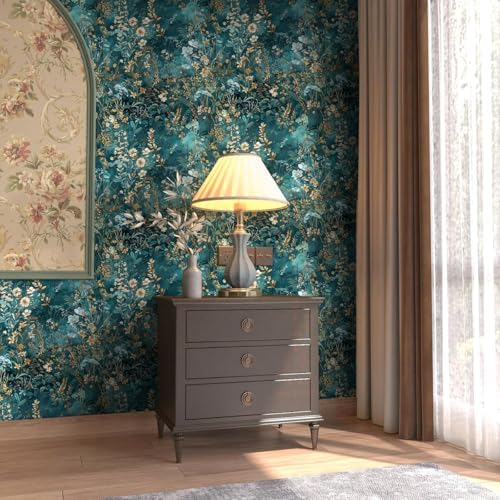 Lenify Green Floral Peel and Stick Wallpaper Roll 169x1181in