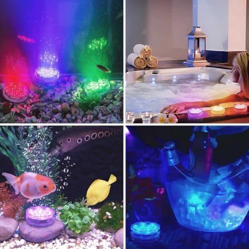 KIKOMO Submersible LED Lights with Remote 4 Pack