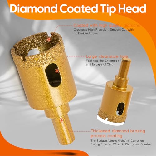 THINKWORK Diamond Drill Bits Hole Saw Set 12 PCS for Tile Glass Ceramic Marble Porcelain