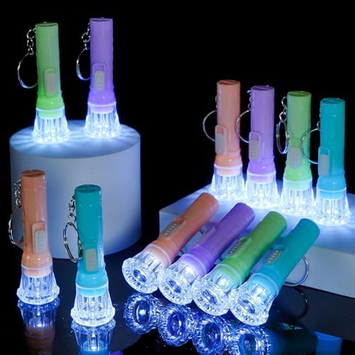 PROLOSO Mini Flashlight Keychains 50 Pcs Assorted Colors