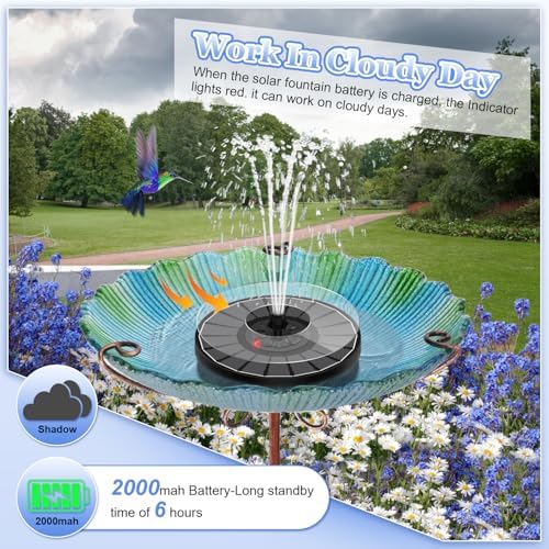 Yzert Solar Fountain with Battery Indicator 2000mAh 35W