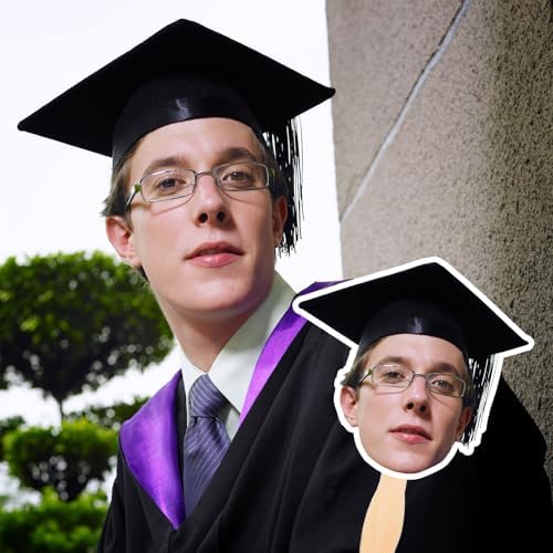 Personalized Graduation Fans with Photo Name Class of 2025 Funny Big Head Face Custom Cardboard Cutout with Handle