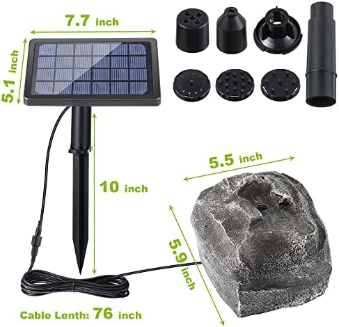 Solar Fountain Bird Bath with 5 Nozzles for Garden