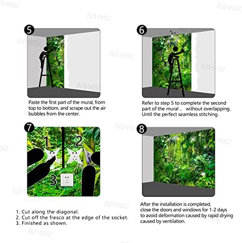 Tropical Rainforest Wallpaper Bedroom Green Leaf Art Decor