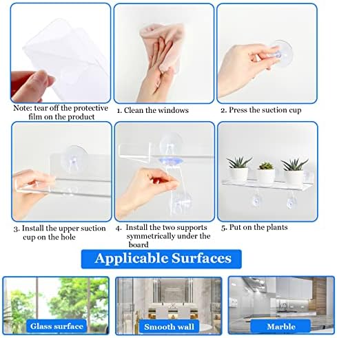 2 Pcs Plant Window Shelf with Suction Cup and Bracket