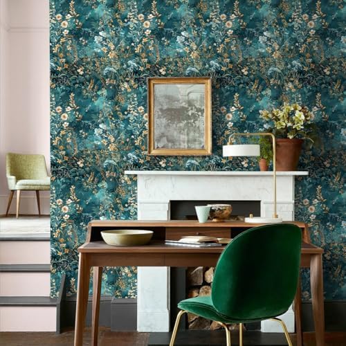 Lenify Green Floral Peel and Stick Wallpaper Roll 169x1181in