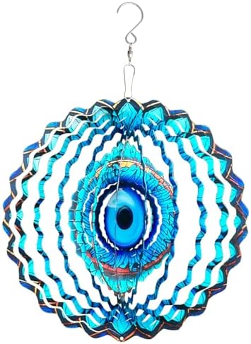 3D Wind Spinner Mandala 10 Inch Evil Eye Stainless Steel Hanging Ornament