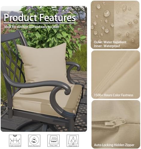 Metliv Premium 18x18 Inch Outdoor Throw Pillows 2 PCS - Waterproof Beige