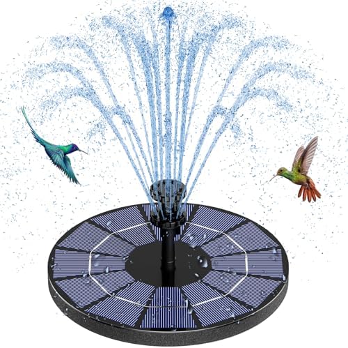 AISITIN Solar Fountain Pump with 1500mAh Battery and 6 Nozzles