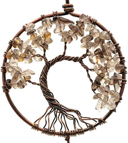Urdeoms Tree of Life Crystal Dream Catcher for Boys Brown Boho Wall Decor