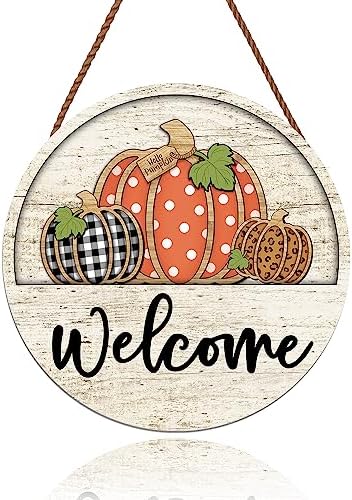 KORVITA Fall Welcome Door Sign 12x12 Inches