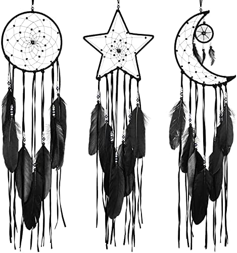 Jetec 3 Pcs Dream Catcher Moon Sun Star Design Handmade Wall Art