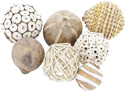 Deco 79 Coastal Dried Plant Round Orbs Vase Filler Set of 2