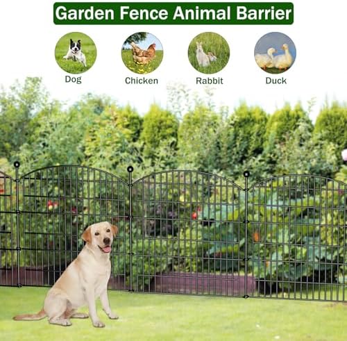 10 Panels Decorative Garden Fence - 32 in H x 236 ft L No Dig Dog Fence Outdoor for Yard Border Protection