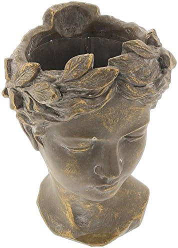 Greek Roman Style Female Statue Head Cement Planter - 105 Inch Unique Garden Decor