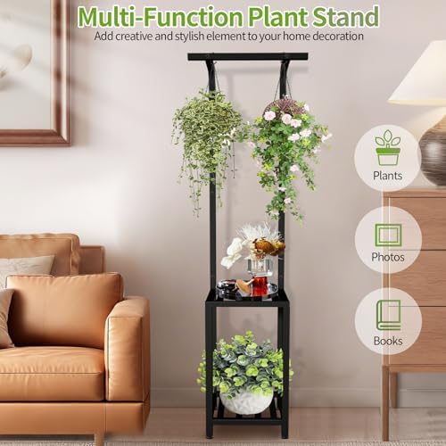 LLAXERGU 65 Tall 3 Tiered Plant Stand Outdoor Indoor Hanging Display Rack