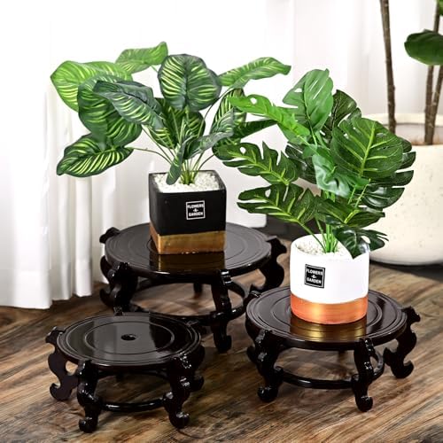 Yoiemivy 10 Inch Wooden Plant Stand for Display