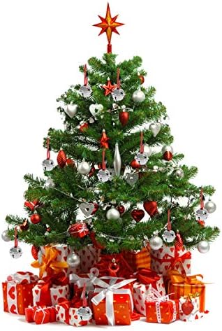 10pcs Silver Glitter Star Sleigh Bells for Christmas Decor