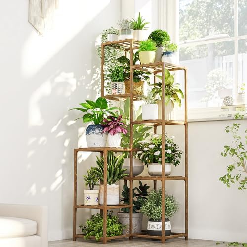 Bamworld Tall Plant Stand with 8 Shelves