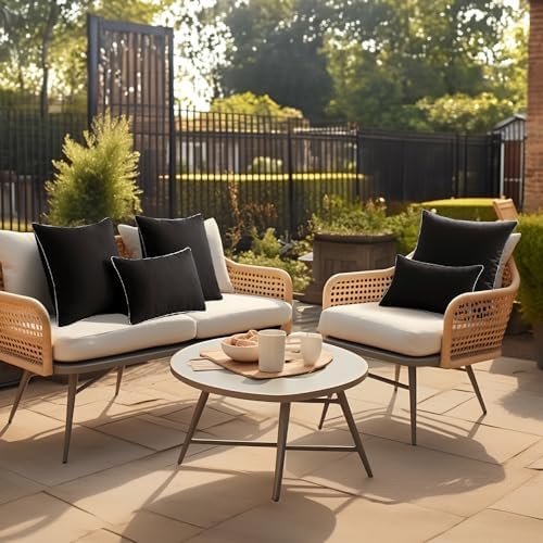 MIULEE Pack of 2 Outdoor Waterproof Decorative Throw Pillow Covers - Square 18x18 Inch Black