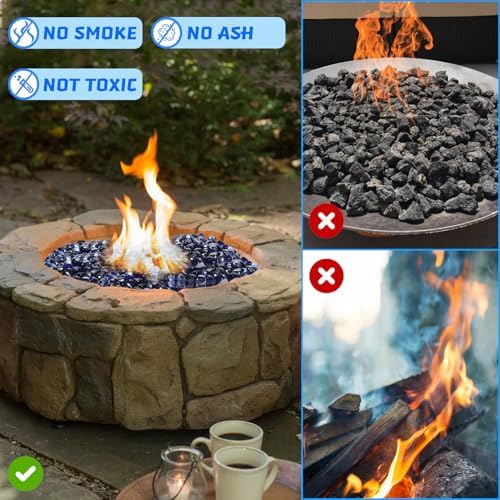 Cobalt Blue Fire Glass 1 Inch 10LB for Fire Pit Decor