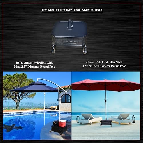 Rolling Umbrella Base with Wheels and Side Table