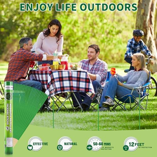 Mosquito Repellent Incense Sticks - 60 Pack for Outdoor Use