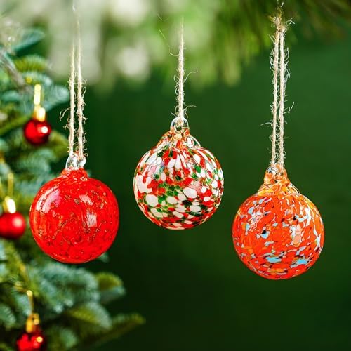 Set of 3 Hand Blown Glass Gazing Balls Decor