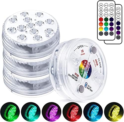 LOFTEK Submersible LED Lights with Remote 4 Pack