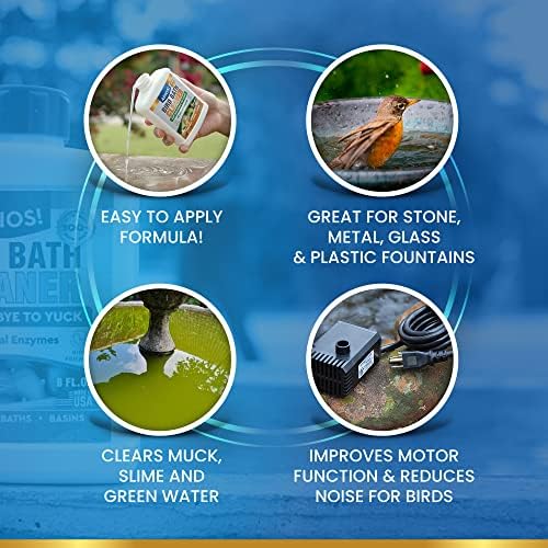 Bird Bath Cleaner for Outdoor Fountains and Bowls 16oz Safe for Birds and Plants