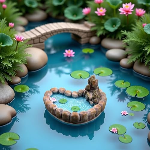 Blue Love Lotus Pond Fairy Garden Ornament