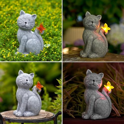 Nacome Solar Cat Garden Statue Outdoor Decor