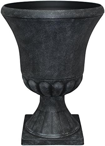 Southern Patio Winston 16x21 Inch Matte Black Urn Planter with Removable Base