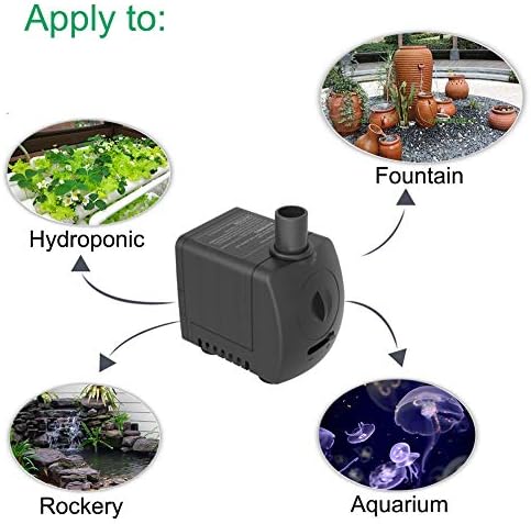 Submersible Pump 150GPH Ultra Quiet with Overheat Protection 4ft High Lift