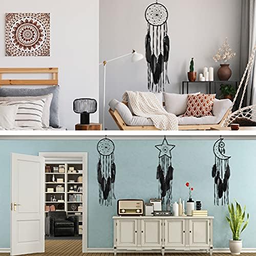 Jetec 3 Pcs Dream Catcher Moon Sun Star Design Handmade Wall Art