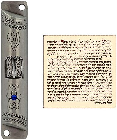 Set of 3 Pewter Mezuzah Cases with Scroll for Door